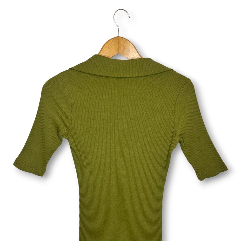 Sugarlips Women's Beatris Fitted Jonny Collar Dress Size S Olive Green Midi - Picture 5 of 9